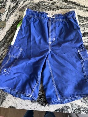 Old Navy Boys Swim Trunks Size L 10/12 Blue board shorts lined with pockets